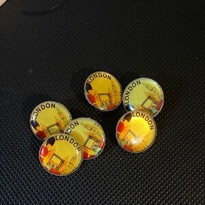 London Souvenir Glass Cabochon Buttons Lot of 6 New